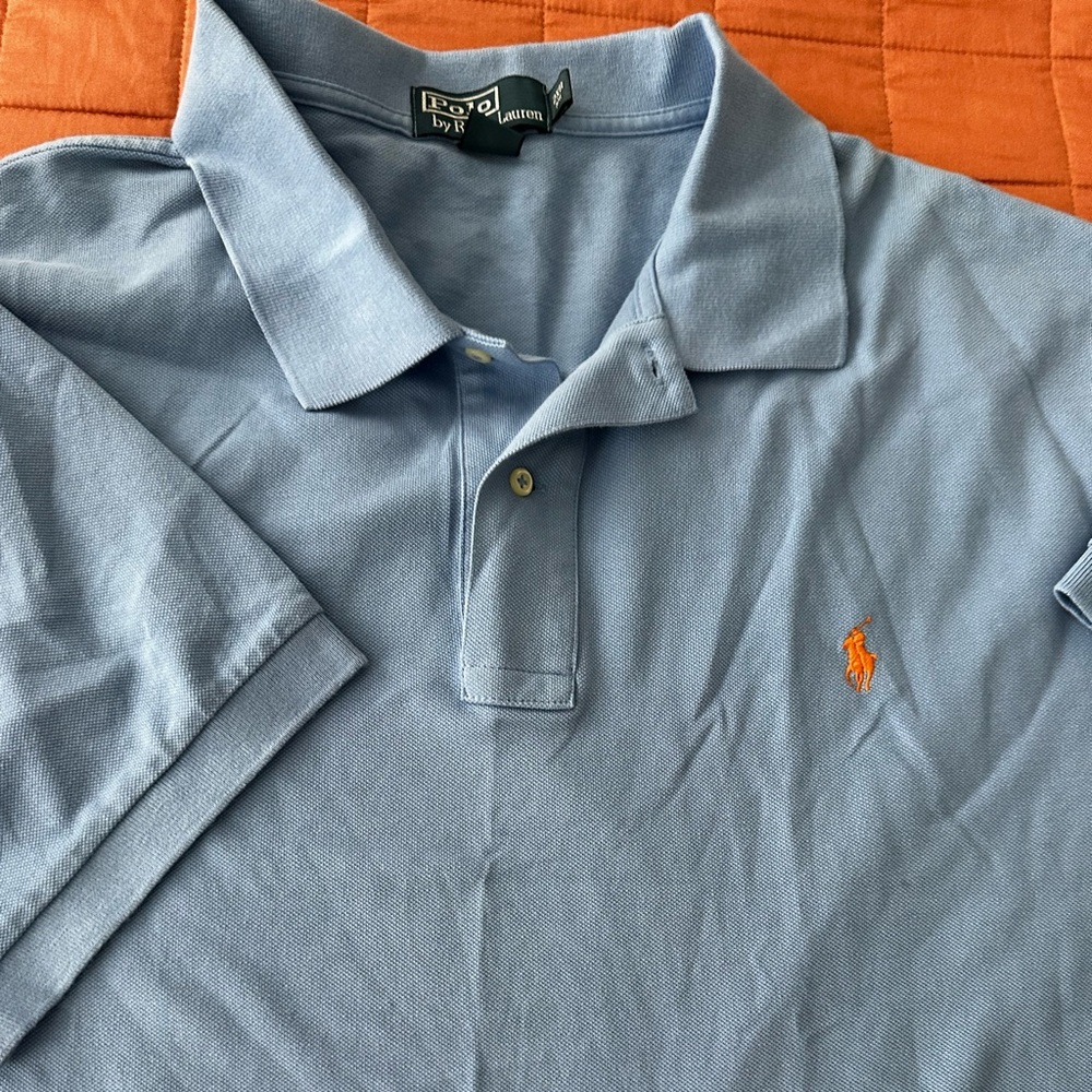 Ralph Lauren Light Blue Polo with Orange Pony